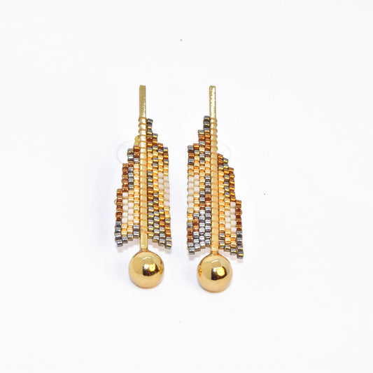 FINE ART EARRINGS IN GOLD, GUNMETAL, COPPER AND CREAM