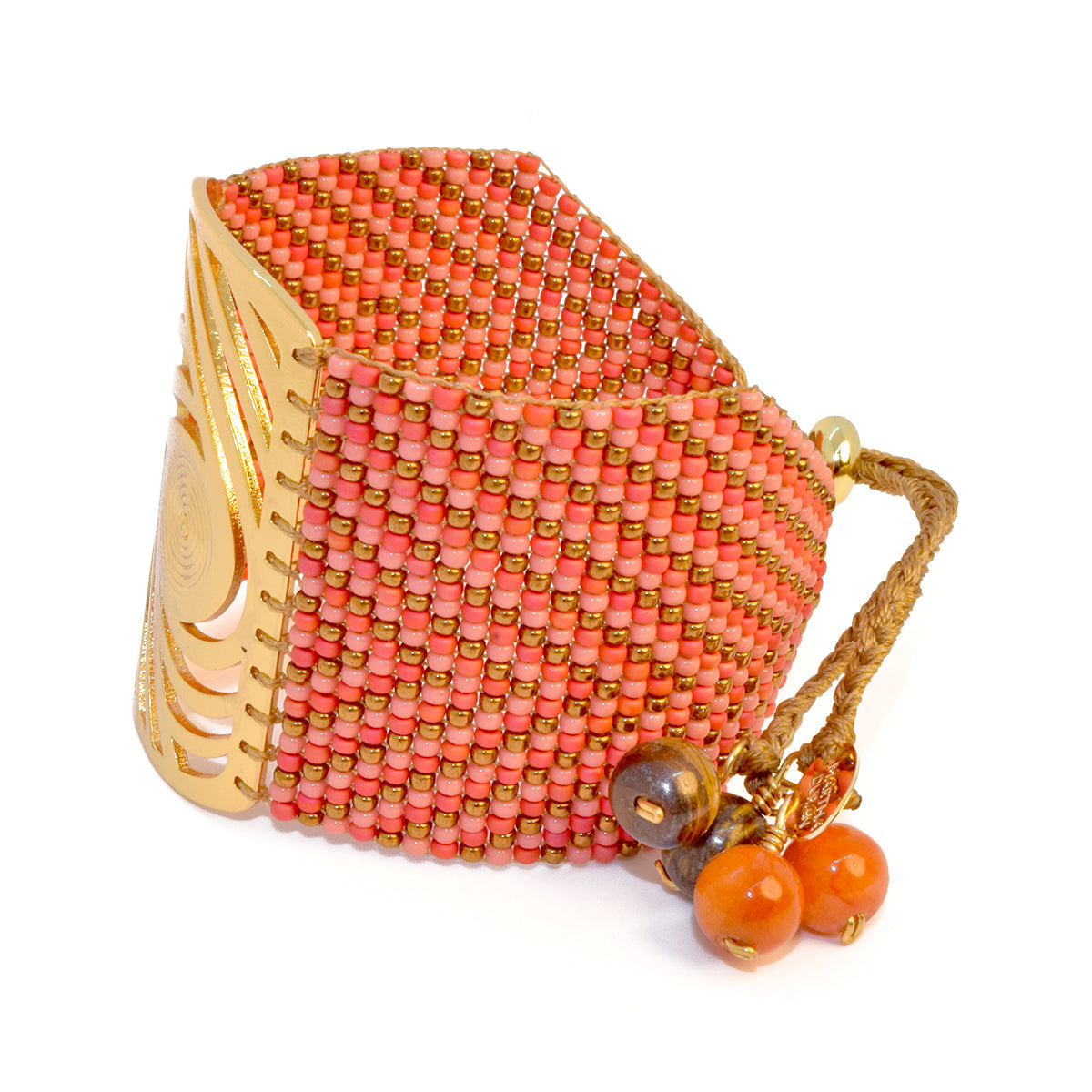 TWIST BRACELET IN GOLD, CORAL AND PINK