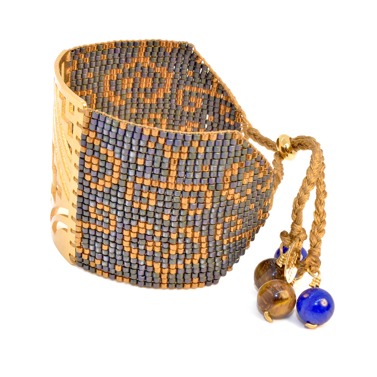 TRIBAL BRACELET IN COPPER AND METALLIC BLUE