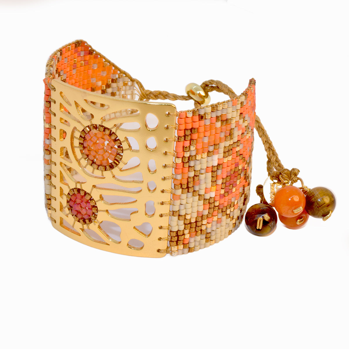 BUTTERFLY BRACELET IN GOLD, ORANGE AND CREAM