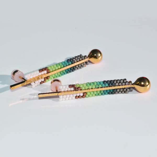 MAGNOLIA EARRINGS IN GREEN, BLUE, WHITE, GOLD AND GUNMETAL COLORS