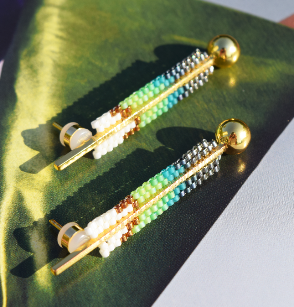 MAGNOLIA EARRINGS IN GREEN, BLUE, WHITE, GOLD AND GUNMETAL COLORS