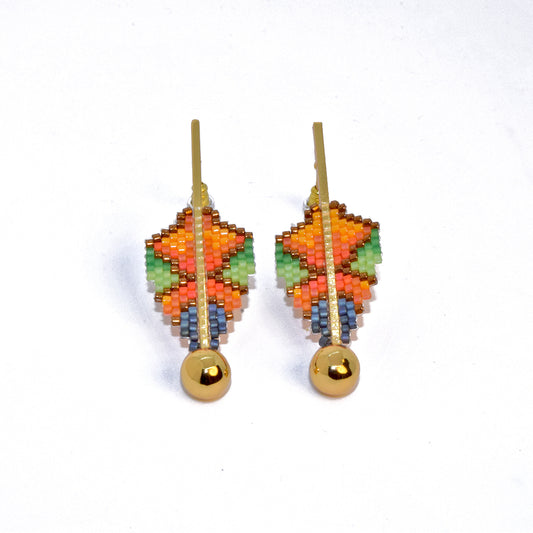 FINE ART EARRINGS IN COPPER, ORANGE, YELLOW, GREEN AND BLUE