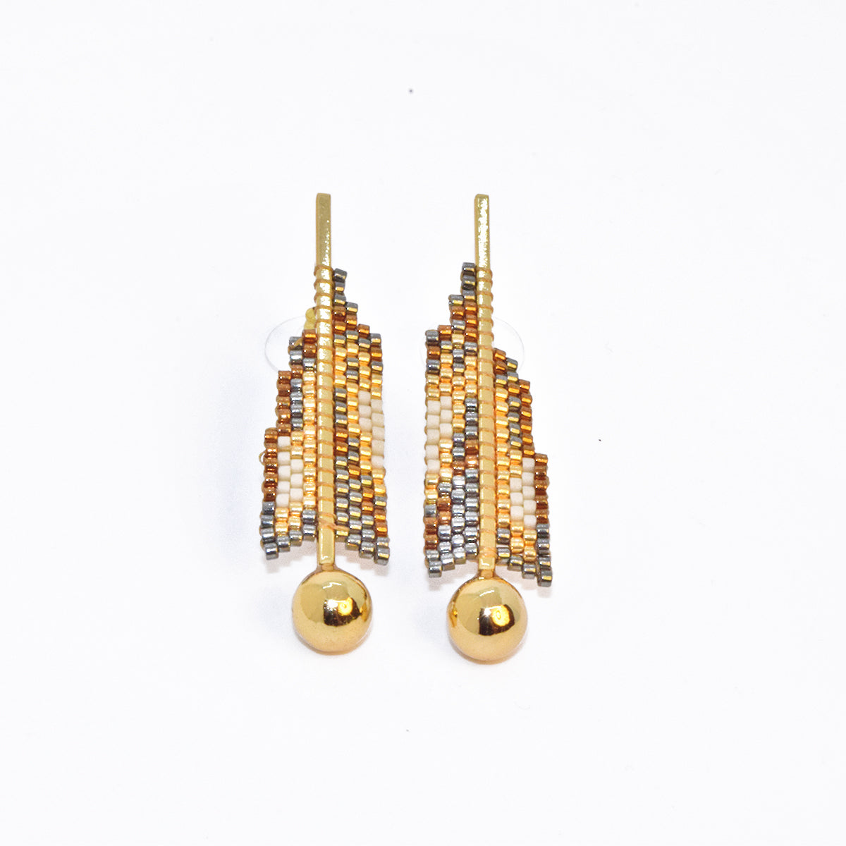 FINE ART EARRINGS IN GOLD, GUNMETAL, COPPER AND CREAM