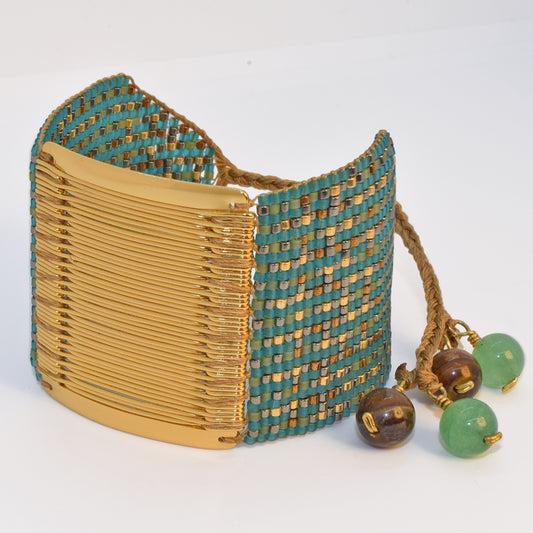 ABACO BRACELET IN GOLD, COPPER AND TURQUOISE GREEN