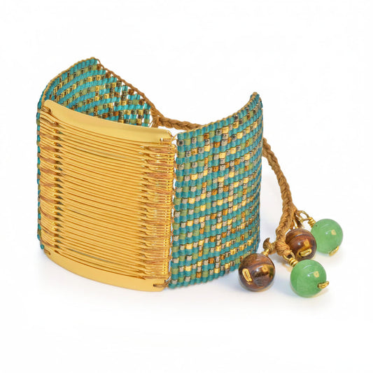 ABACO BRACELET IN GOLD, COPPER AND TURQUOISE GREEN