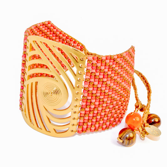 TWIST BRACELET IN GOLD, CORAL AND PINK