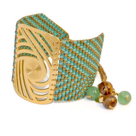 TWIST BRACELET IN TURQUOISE GREEN AND BRONZE