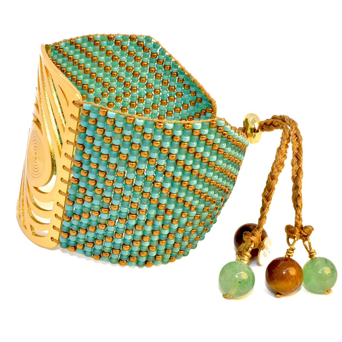 TWIST BRACELET IN TURQUOISE GREEN AND BRONZE