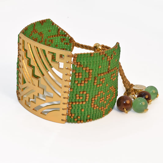 TRIBAL BRACELET IN COPPER AND EMERALD GREEN