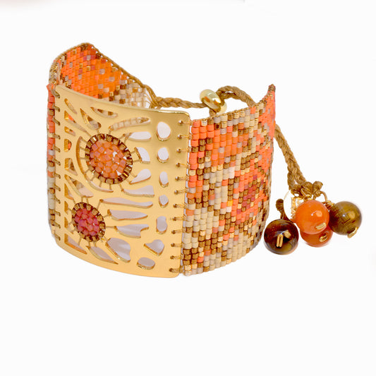 BUTTERFLY BRACELET IN GOLD, ORANGE AND CREAM