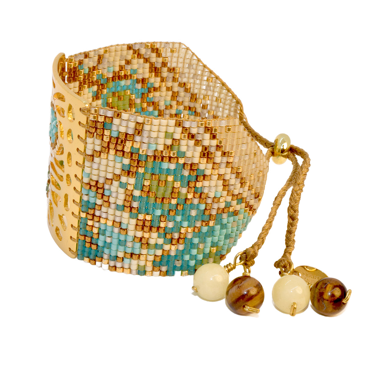 BUTTERFLY BRACELET IN GOLD, TURQUOISE, COPPER AND CREAM