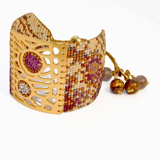 BUTTERFLY BRACELET IN GOLD, PURPLE, GUNMETAL AND CREAM