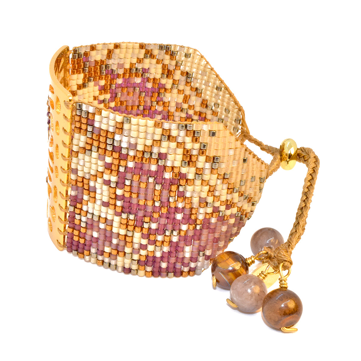 BUTTERFLY BRACELET IN GOLD, PURPLE, GUNMETAL AND CREAM
