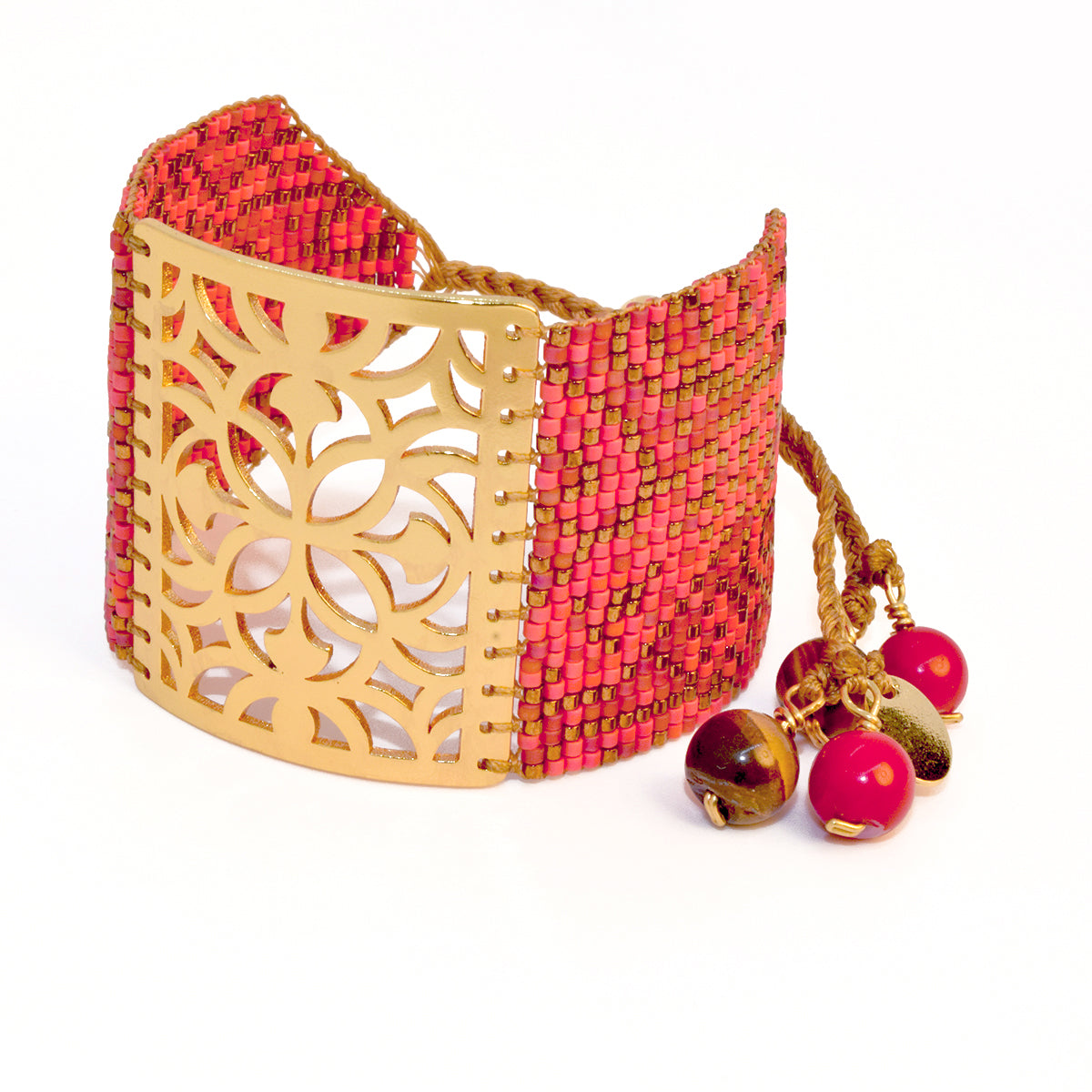 CLOVIS BRACELET IN GOLD, CORAL RED, ORANGE