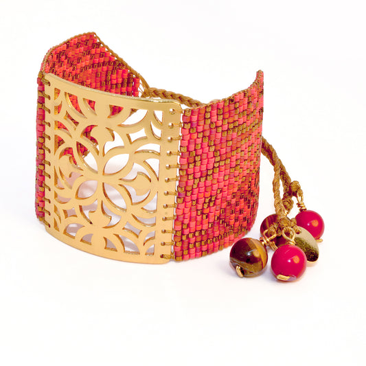 CLOVIS BRACELET IN GOLD, CORAL RED, ORANGE