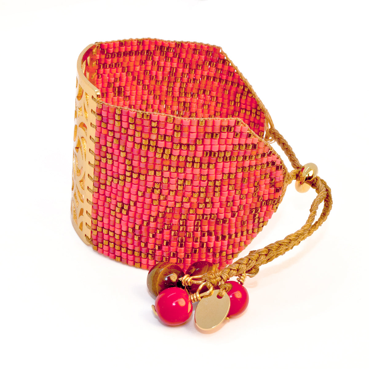 CLOVIS BRACELET IN GOLD, CORAL RED, ORANGE
