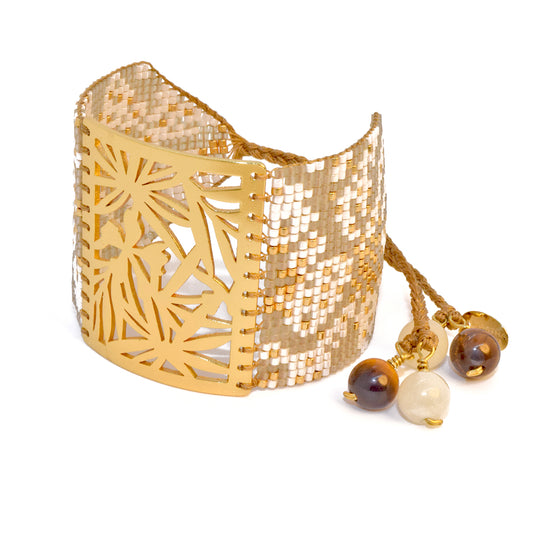 MALIBU BRACELET IN GOLD, TAUPE AND WHITE