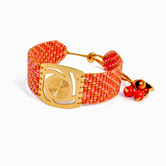 TWIST BRACELET IN GOLD, CORAL AND PINK