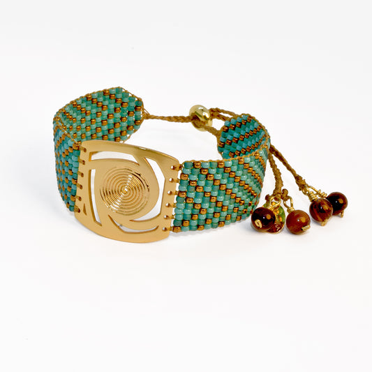 TWIST BRACELET IN TURQUOISE GREEN AND BRONZE