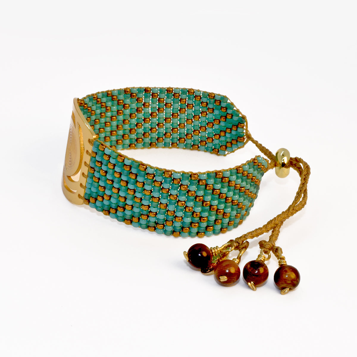 TWIST BRACELET IN TURQUOISE GREEN AND BRONZE