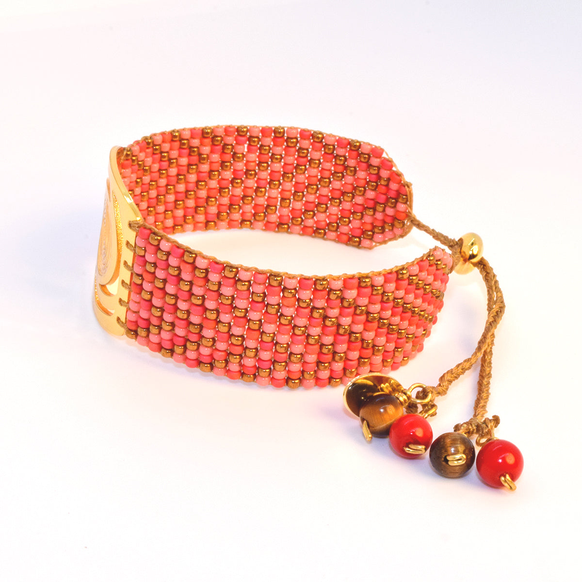 TWIST BRACELET IN GOLD, CORAL AND PINK