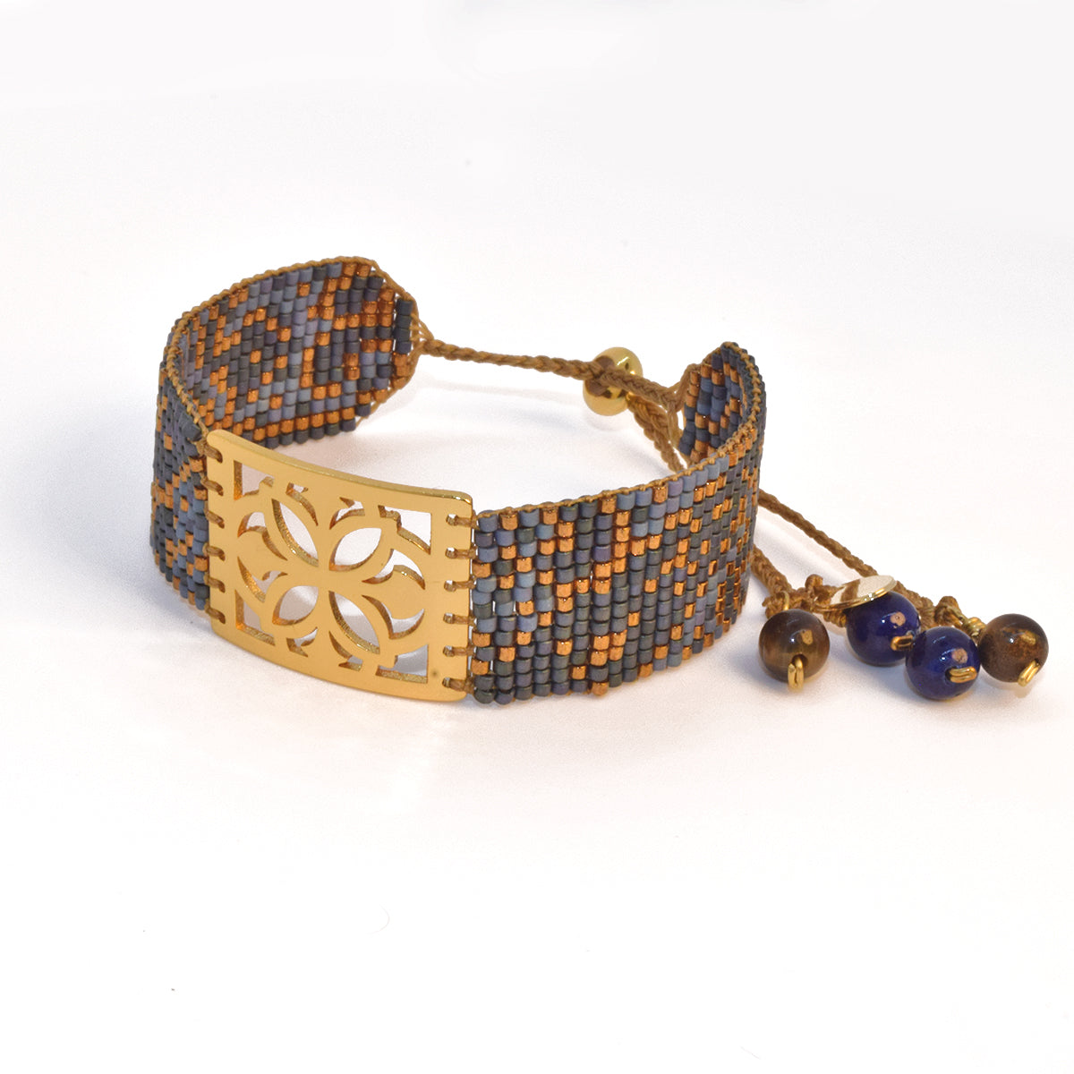 CLOVIS BRACELET IN GOLD, LIGHT BLUE AND METALLIC GRAY