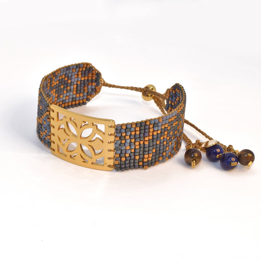 CLOVIS BRACELET IN GOLD, LIGHT BLUE AND METALLIC GRAY