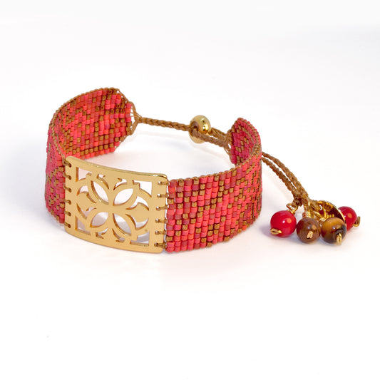 CLOVIS BRACELET IN GOLD, CORAL RED AND ORANGE