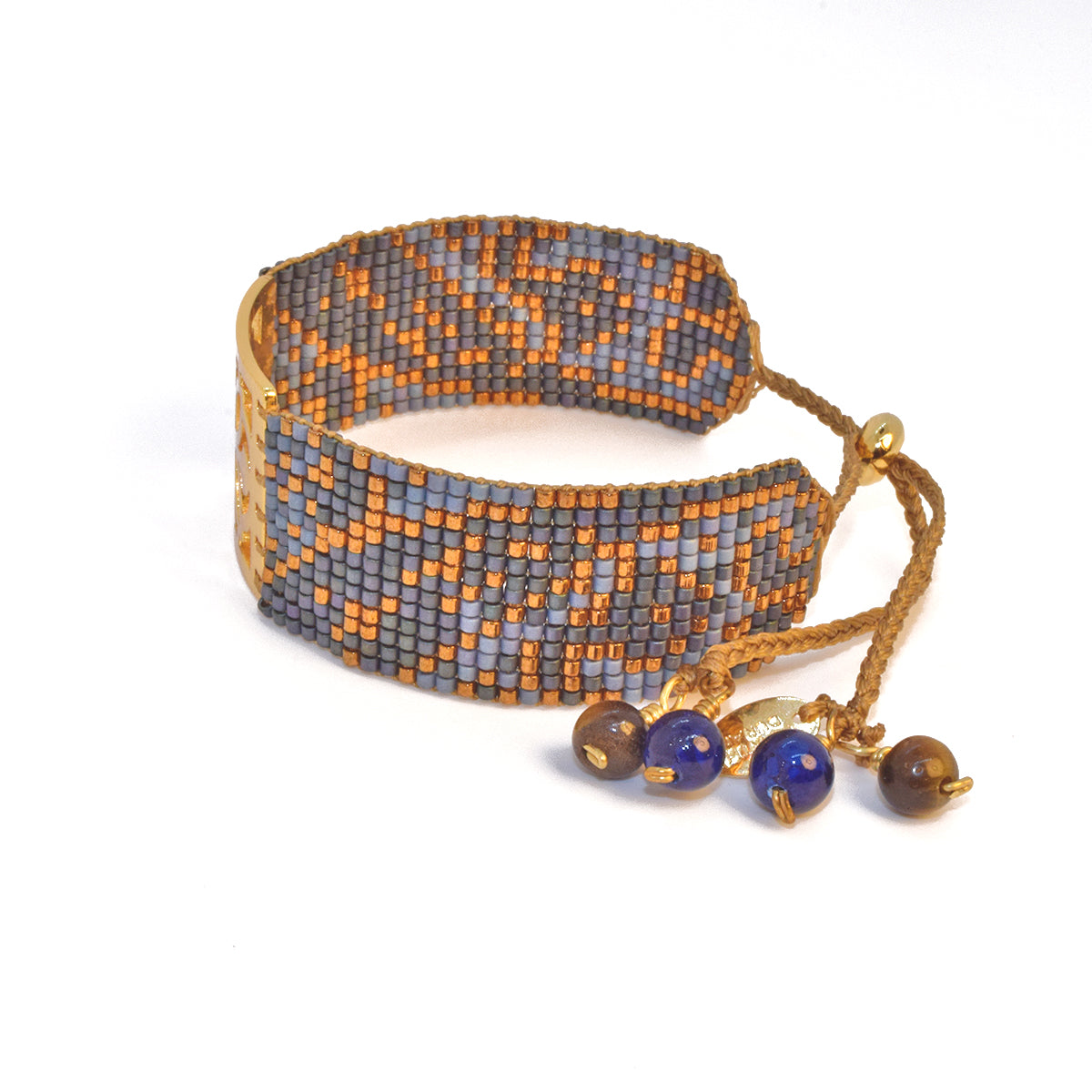 CLOVIS BRACELET IN GOLD, LIGHT BLUE AND METALLIC GRAY
