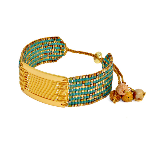 ABACO BRACELET IN GOLD, COPPER AND TURQUOISE GREEN