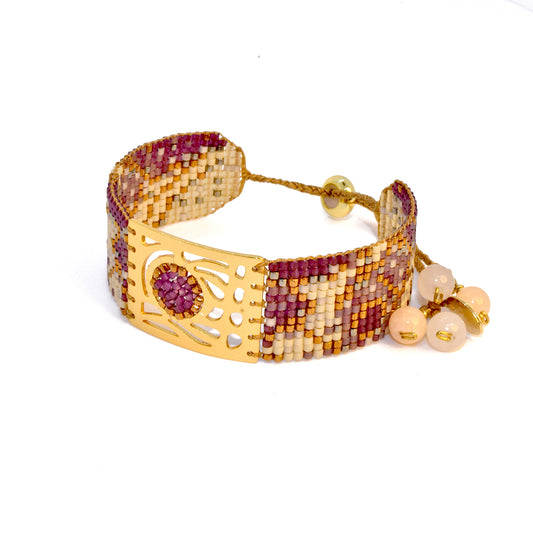 BUTTERFLY BRACELET IN GOLD, PURPLE, GUNMETAL AND CREAM