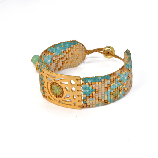BUTTERFLY BRACELET IN GOLD, TURQUOISE, COPPER AND CREAM