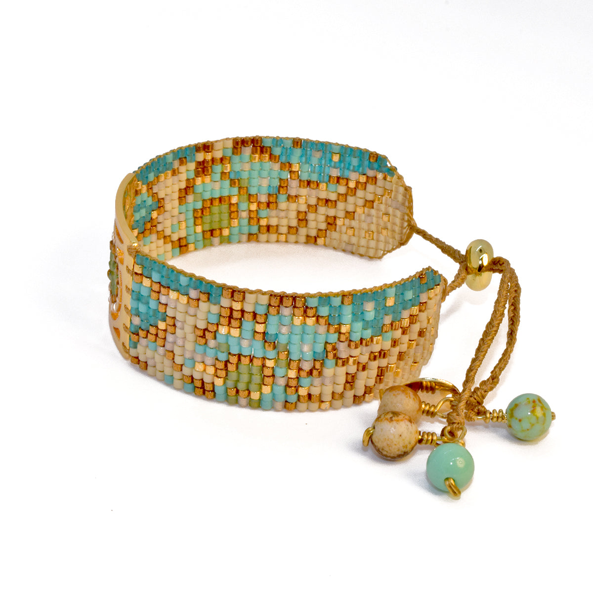BUTTERFLY BRACELET IN GOLD, TURQUOISE, COPPER AND CREAM