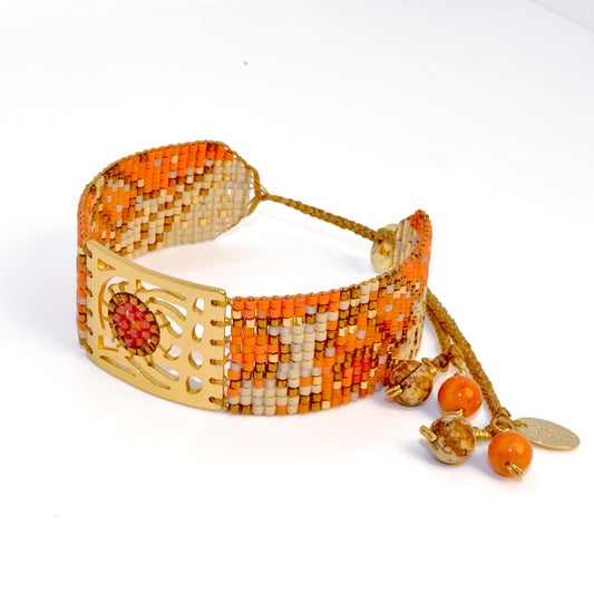 BUTTERFLY BRACELET IN GOLD, ORANGE AND CREAM