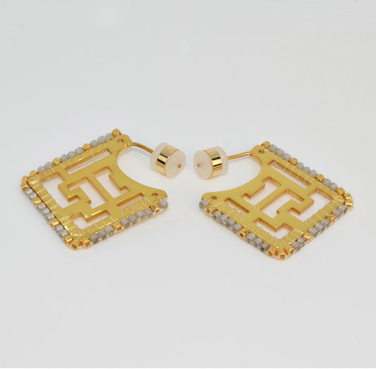 RHODOS EARRINGS IN GOLD AND NEUTRAL COLORS