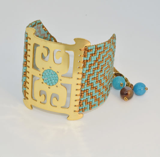 TAIRONA BRACELET IN TURQUOISE AND GOLD