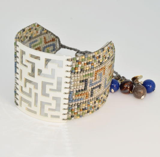 RHODOS BRACELET IN SILVER WITH BLUE, COPPER AND WHITE COLORS