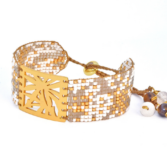 MALIBU BRACELET IN GOLD, TAUPE AND WHITE