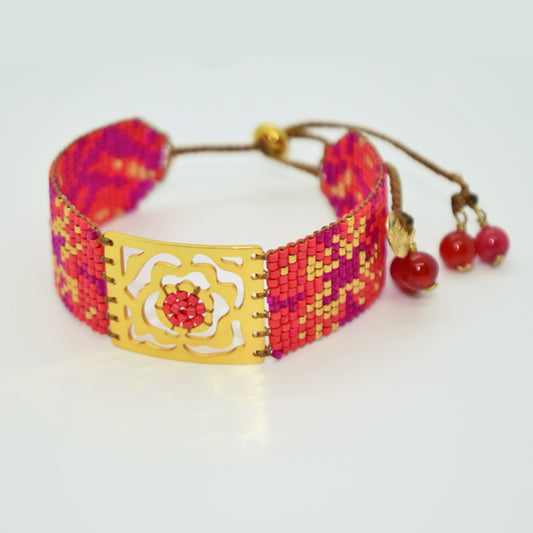 ROSE BRACELET IN MANGO YELLOW AND MILK CHOCOLATE COLORS
