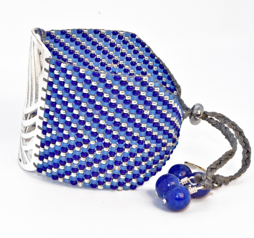 TWIST BRACELET IN SILVER, ROYAL AND LIGHT BLUE