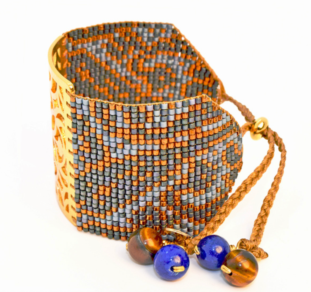 CLOVIS BRACELET IN GOLD, LIGHT BLUE AND METALLIC GRAY
