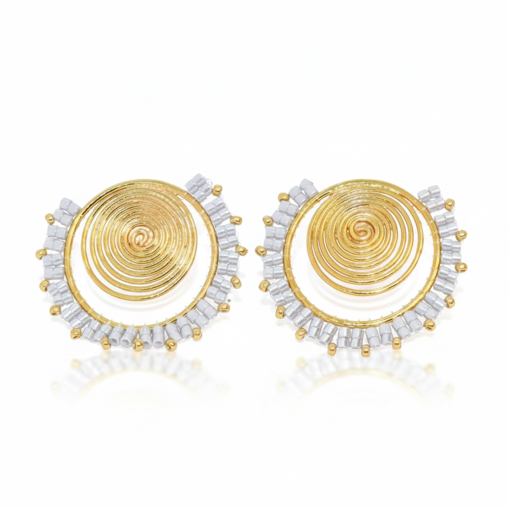 Earrings - Seville Pearl Gray Gold Handcrafted - Martha Duran Design