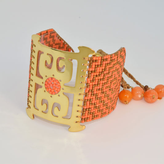 TAIRONA BRACELET IN ORANGE AND GOLD