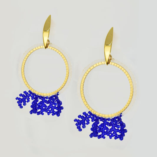 OCEANTREE EARRINGS IN ROYAL BLUE AND WHITE COLORS